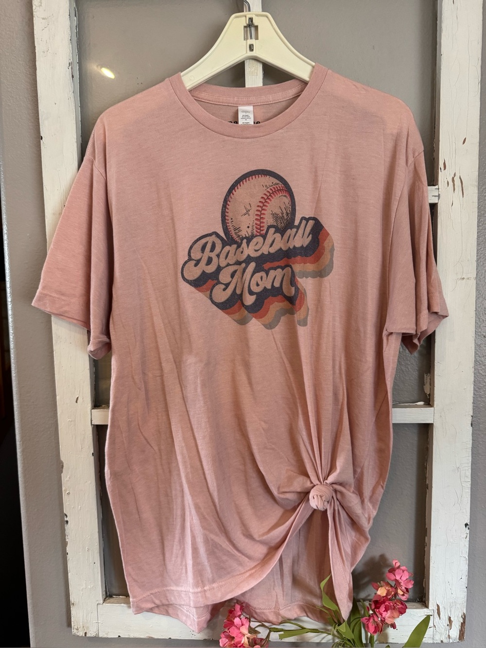 Baseball Mom peachy/Pink Graphic Tee! NWOT